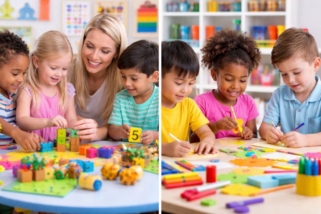 Preschool Activities for Kids learning and playing